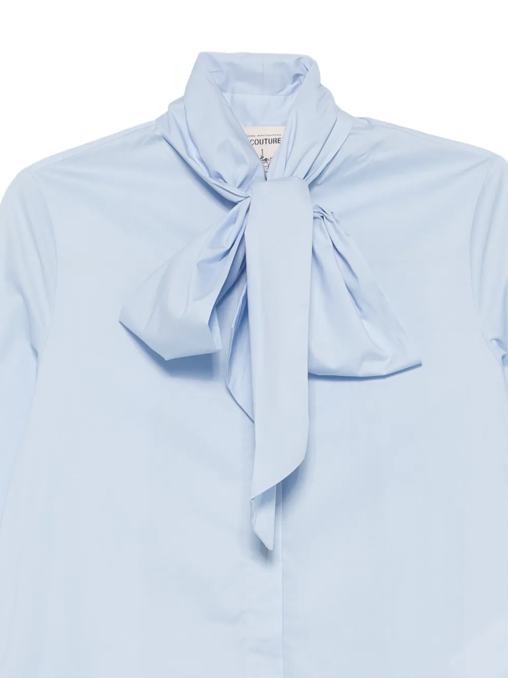 Semicouture Blouse met gewelfde zoom en gestrikte hals Blauw