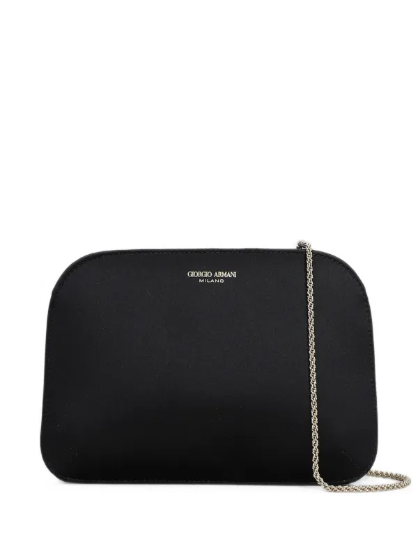 Giorgio Armani La Prima Chain-strap Satin Clutch Bag in Black