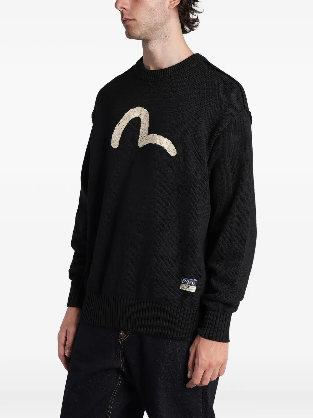 EVISU Seagull-intarsia sweater Zwart