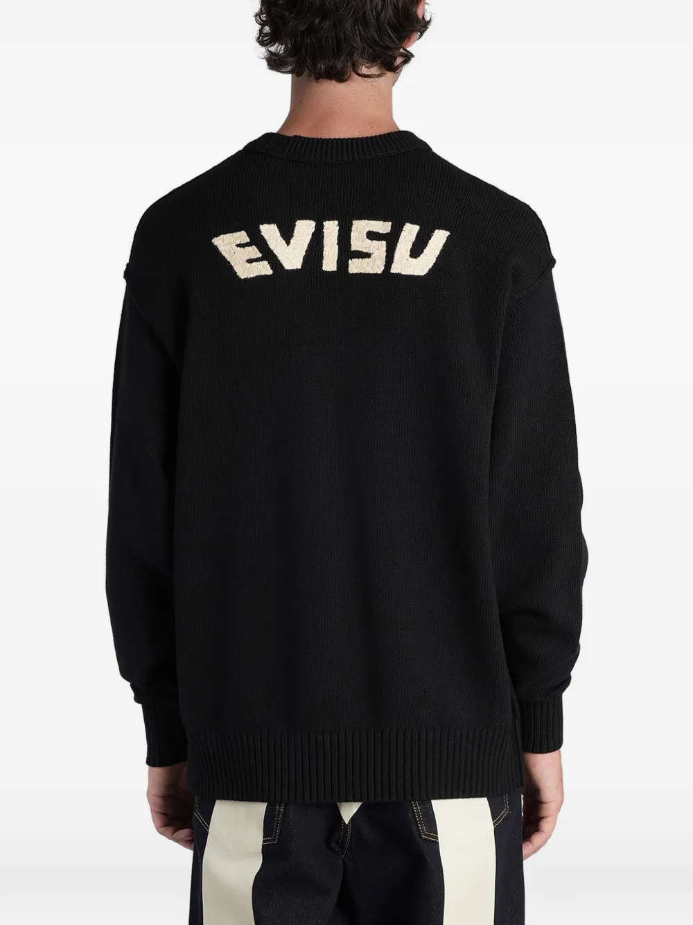 EVISU Seagull-intarsia sweater Zwart