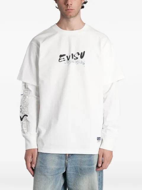 EVISU graphic-print layered-sleeve T-shirt