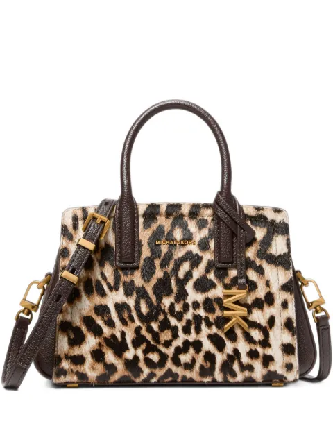 Michael Kors small Laila calfskin satchel with leopard print