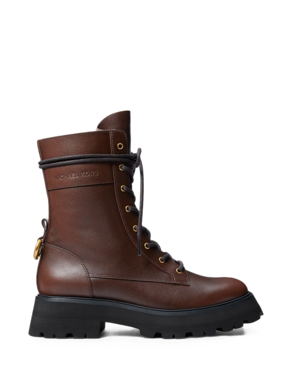 Michael Kors Caleb burnished leather combat boots