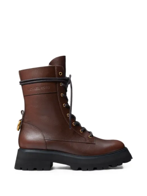 Michael Kors Caleb burnished leather combat boots