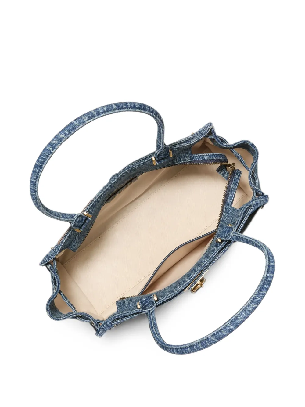 Michael Kors Kleine Hamilton denim tas met verwassen effect Blauw
