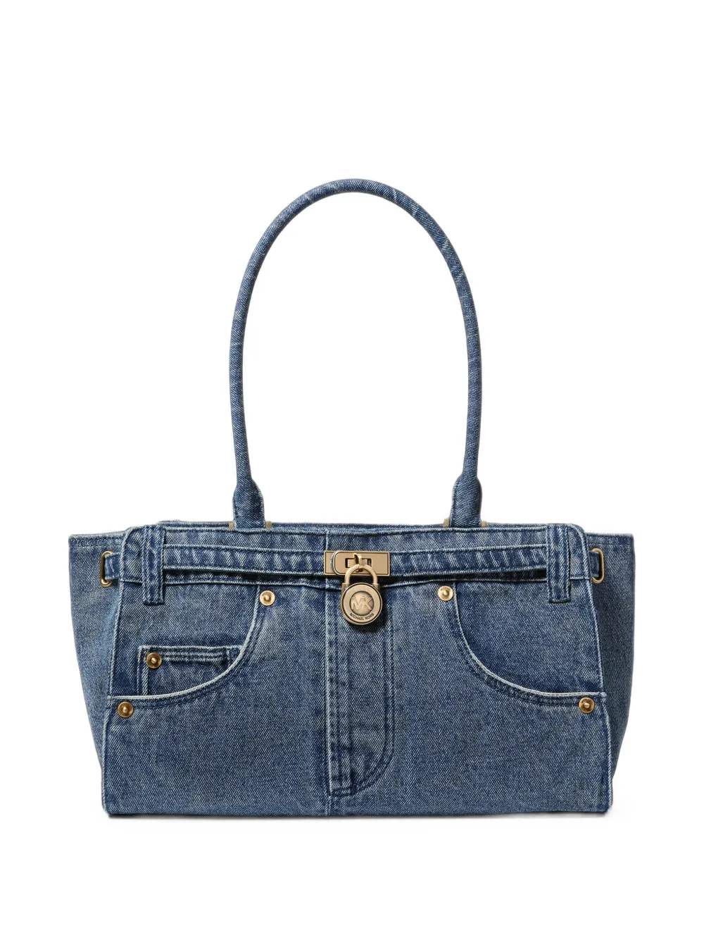 Michael Kors Kleine Hamilton denim tas met verwassen effect Blauw