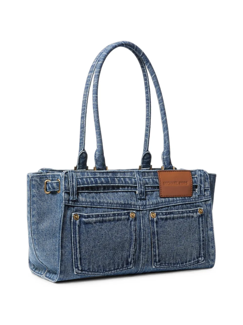 Michael Kors Hamilton moderne small washed denim satchel bag