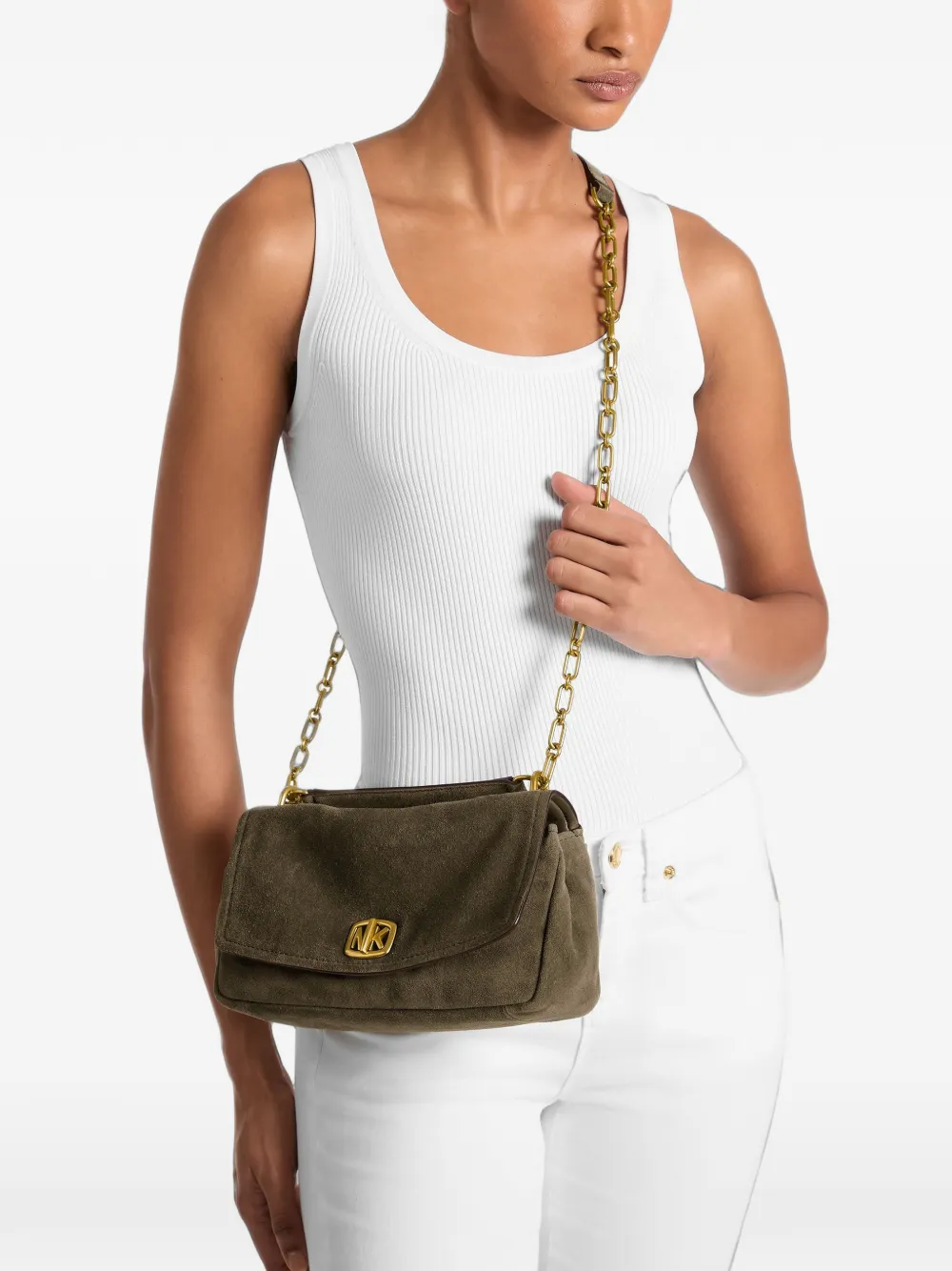 Michael Kors Suède schoudertas Groen