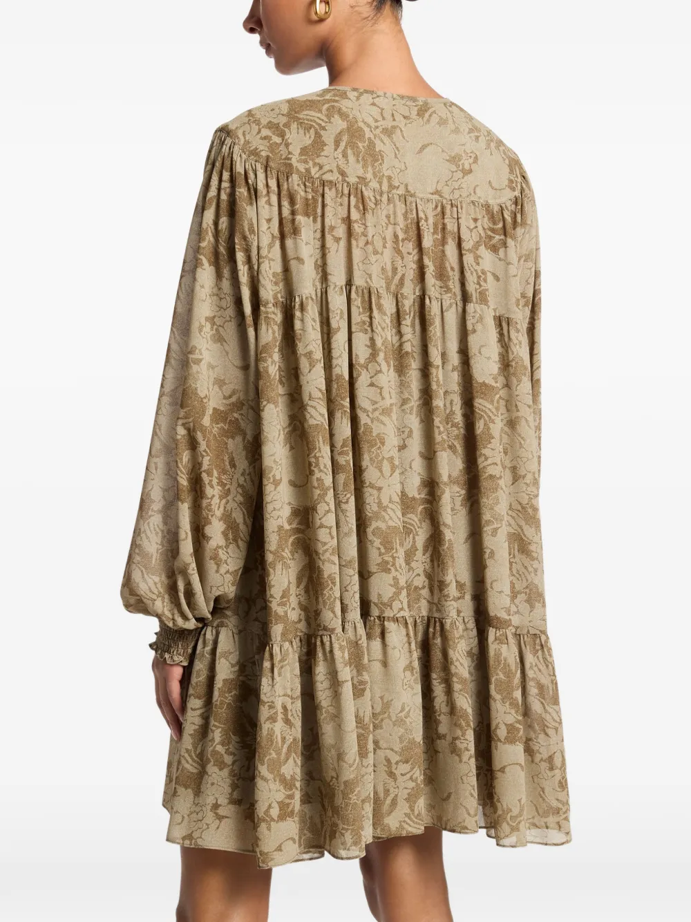 Michael Kors Gelaagde jurk met bloemen Beige