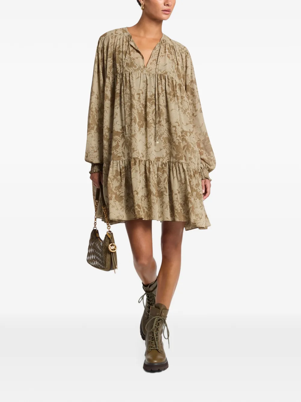 Michael Kors floral georgette tiered dress - Toni neutri