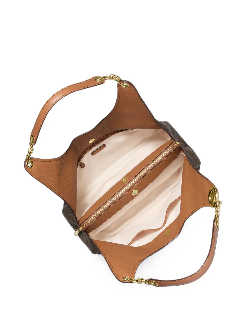 Michael Kors Grote Ellie Signature schoudertas met logo Bruin