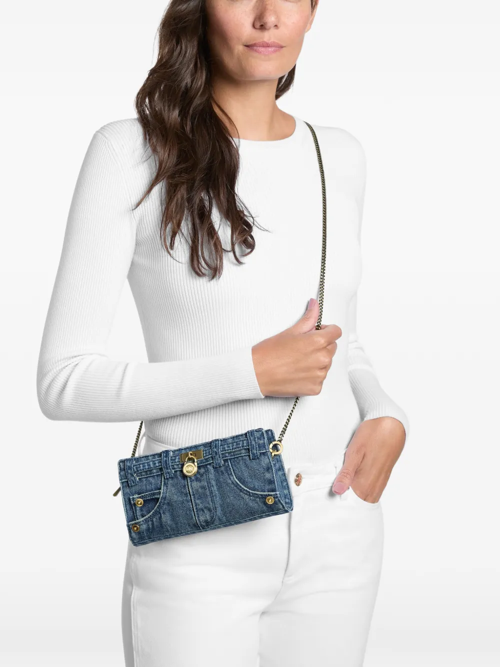 Michael Kors Kleine Hamilton Moderne verstelbare crossbodytas Blauw