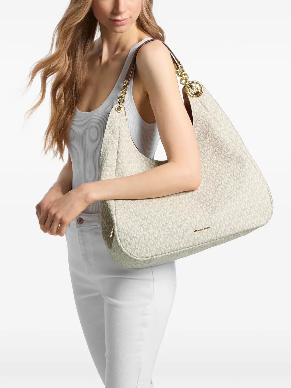 Michael Kors Grote Ellie schoudertas met logo Wit