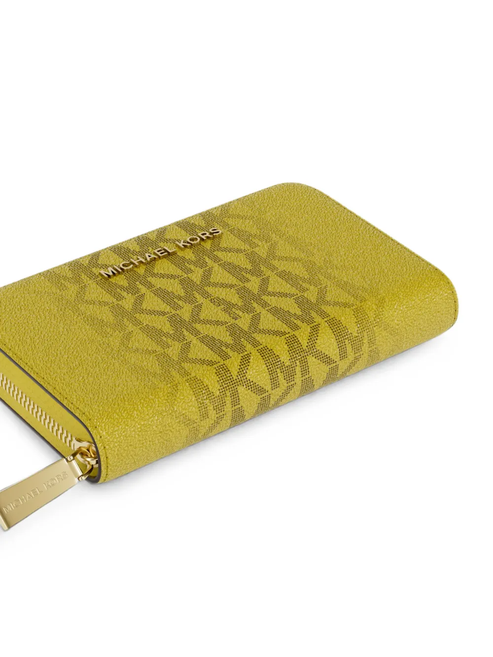 Michael Kors Portemonnee met rondomrits en monogram-print Geel