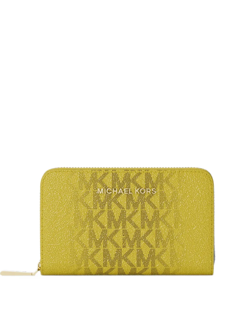 Michael Kors Monogram-print Zip-around Purse In Yellow