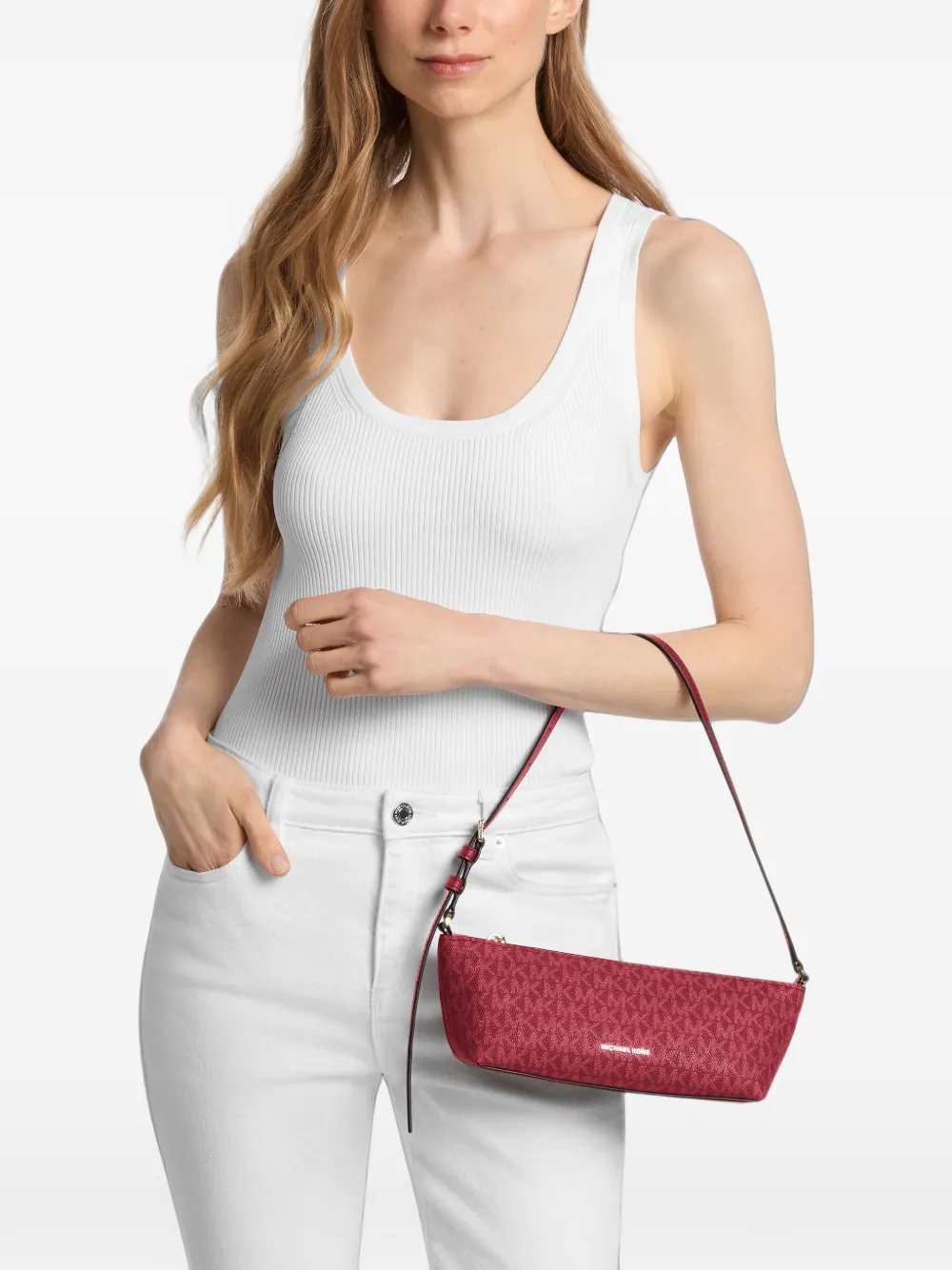 Michael Kors Kleine Laila Signature tas met logo Rood
