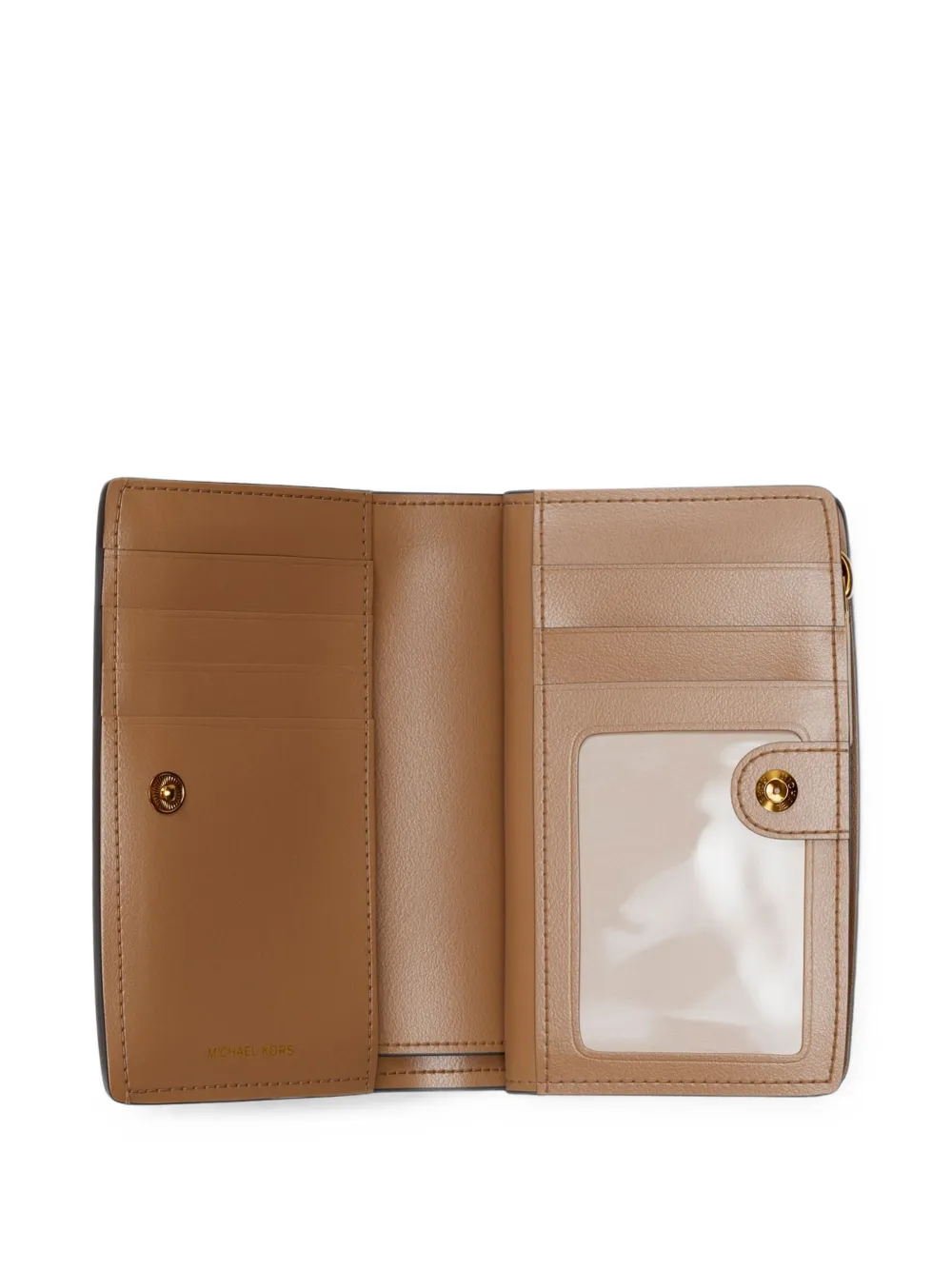 Michael Kors Portemonnee van leer met textuur en logo-reliëf Beige