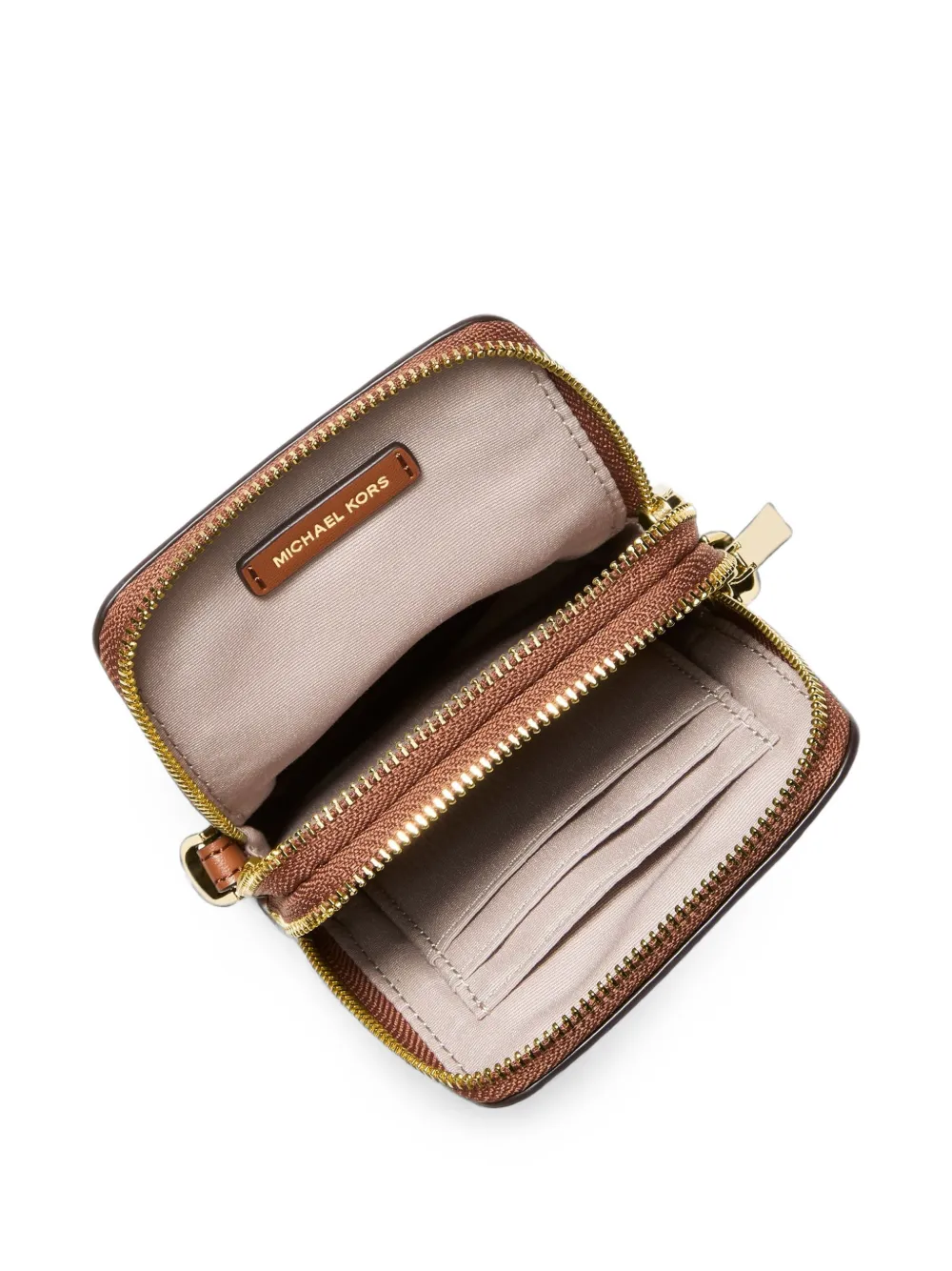 Michael Kors Kleine Jet Set smartphone crossbodytas van bewerkt leer Bruin