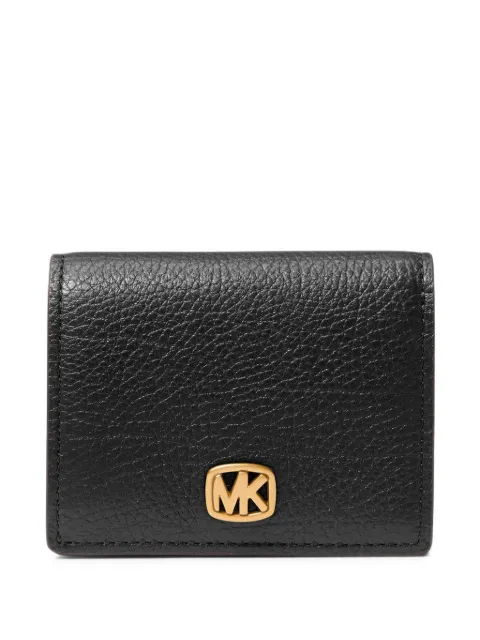 Michael Kors logo-plaque pebbled leather wallet