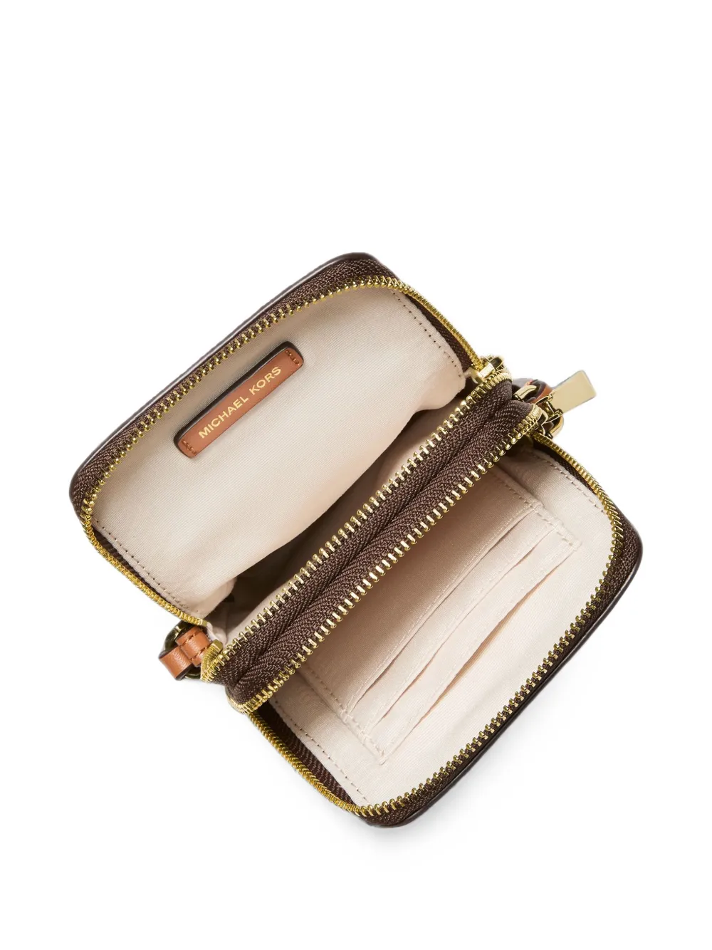 Michael Kors Kleine Jet Set smartphone crossbodytas van bewerkt leer Bruin