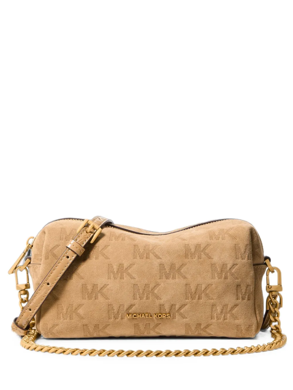 Michael Kors Bryant small logo-embossed suede convertible crossbody bag - Toni neutri