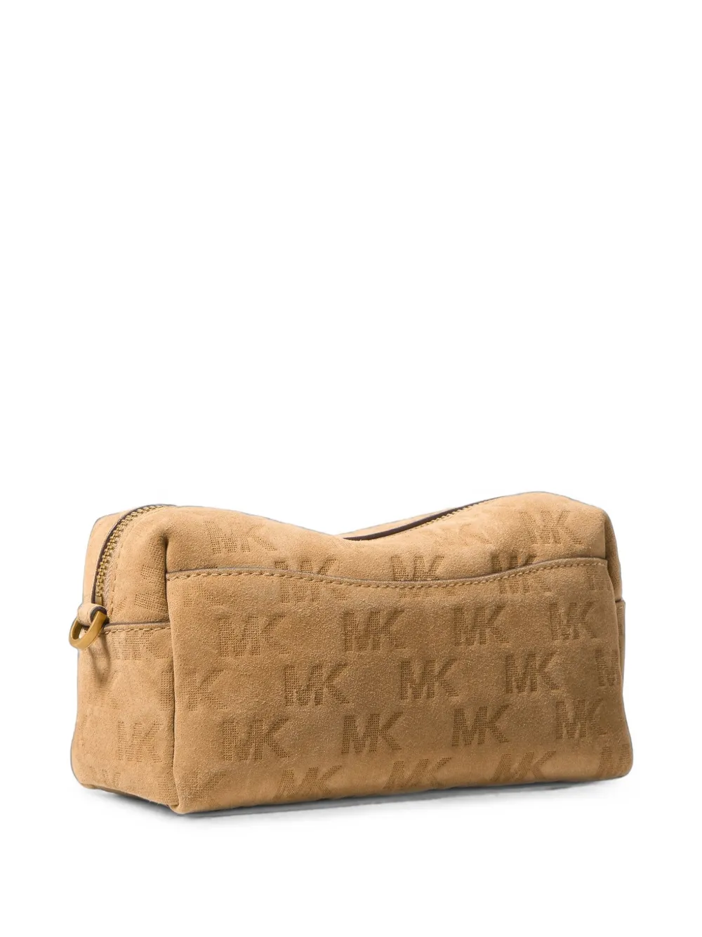 Michael Kors Bryant kleine suède verstelbare crossbodytas met logo-reliëf Beige