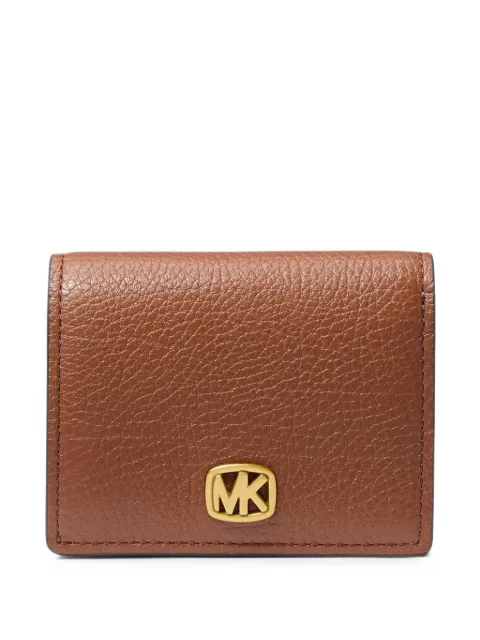 Michael Kors logo-plaque pebbled leather wallet