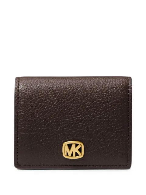 Michael Kors logo-plaque pebbled leather wallet