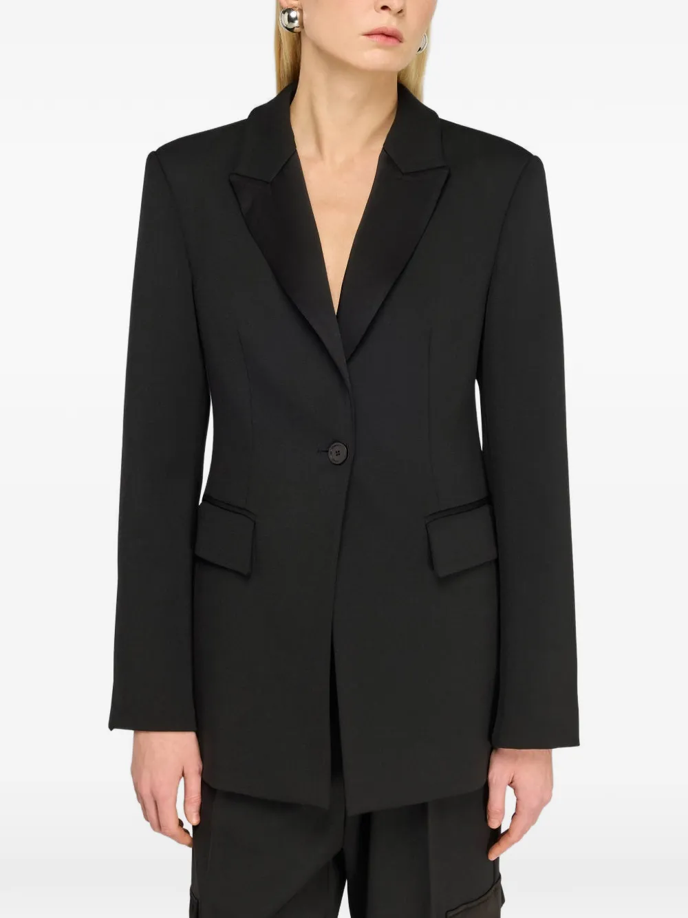 Semicouture Rachyl blazer met satijnen revers Zwart