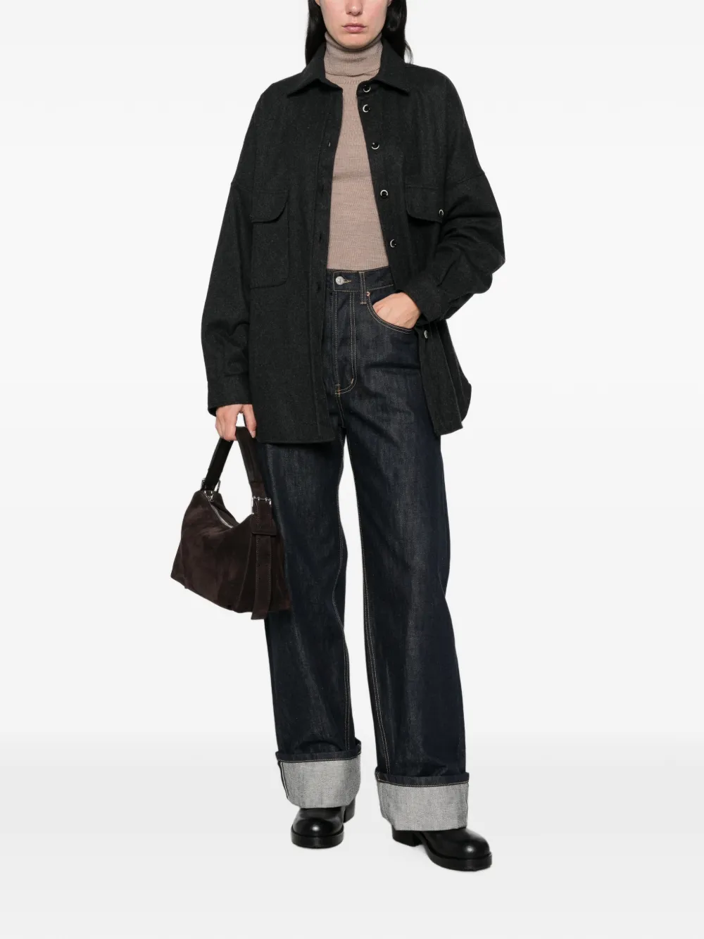 Nine In The Morning Tilda blouse met klepzak Grijs