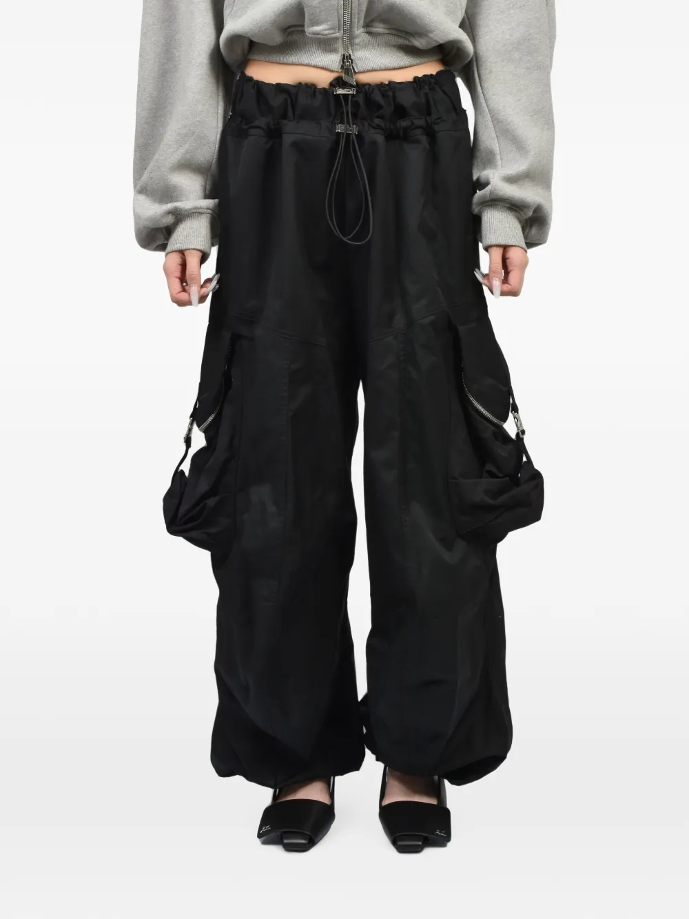 Attico Drawstring-waist Cargo Pants In Black