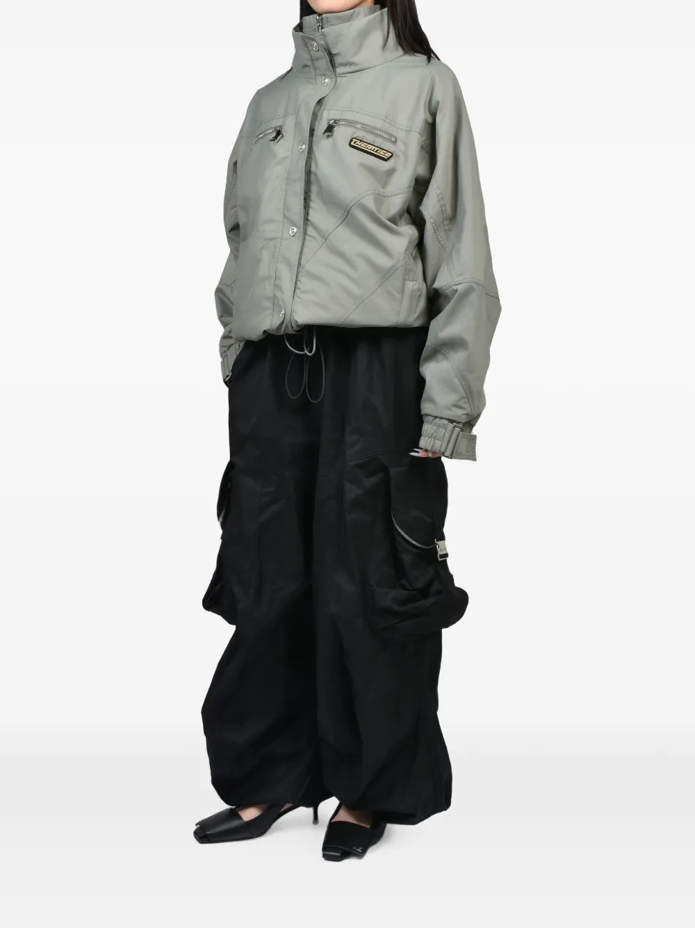 The Attico Bomberjack met trekkoord en logo-patch Grijs