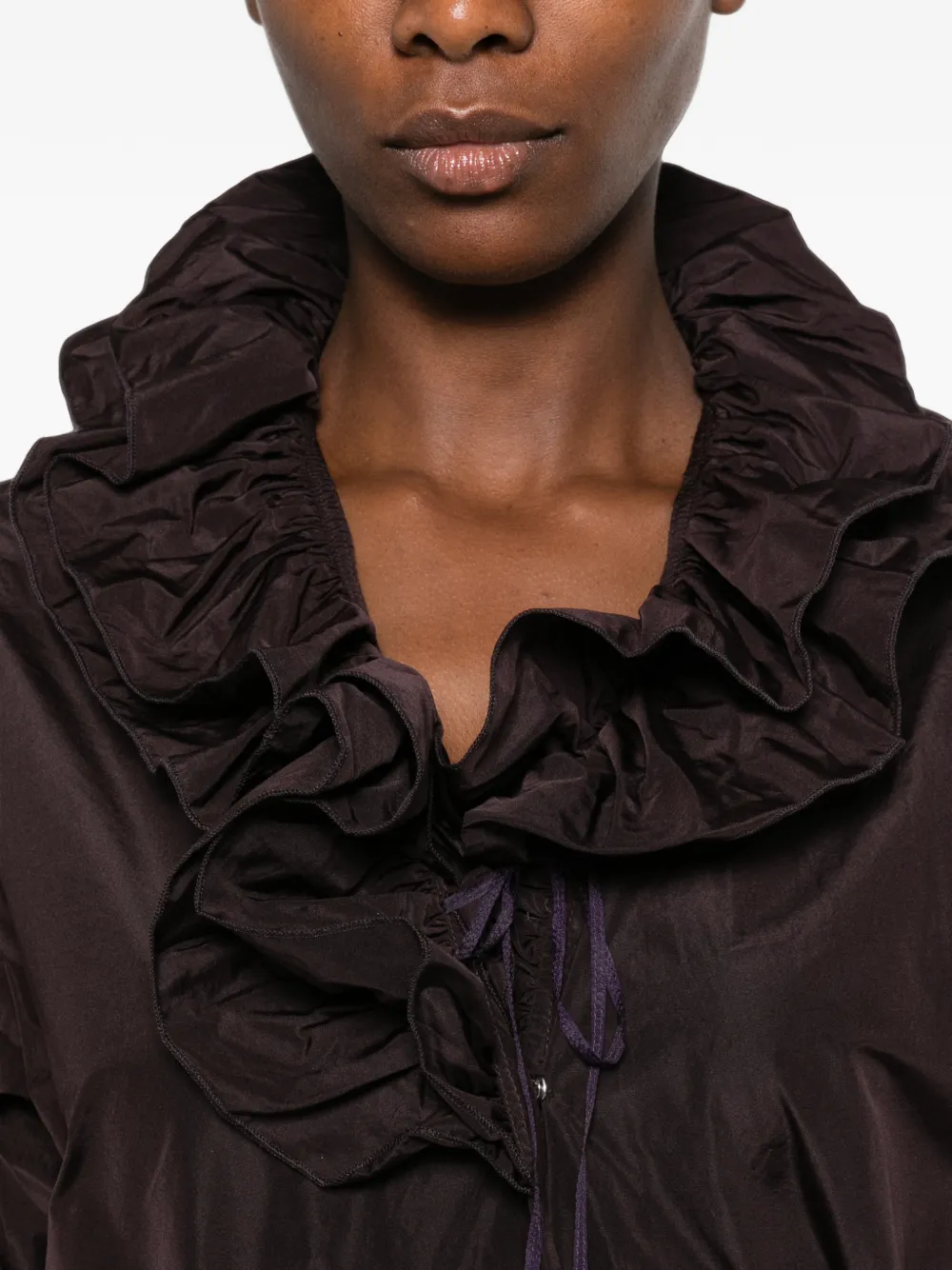SUSANNE BOMMER Shirt met ruchekraag Bruin