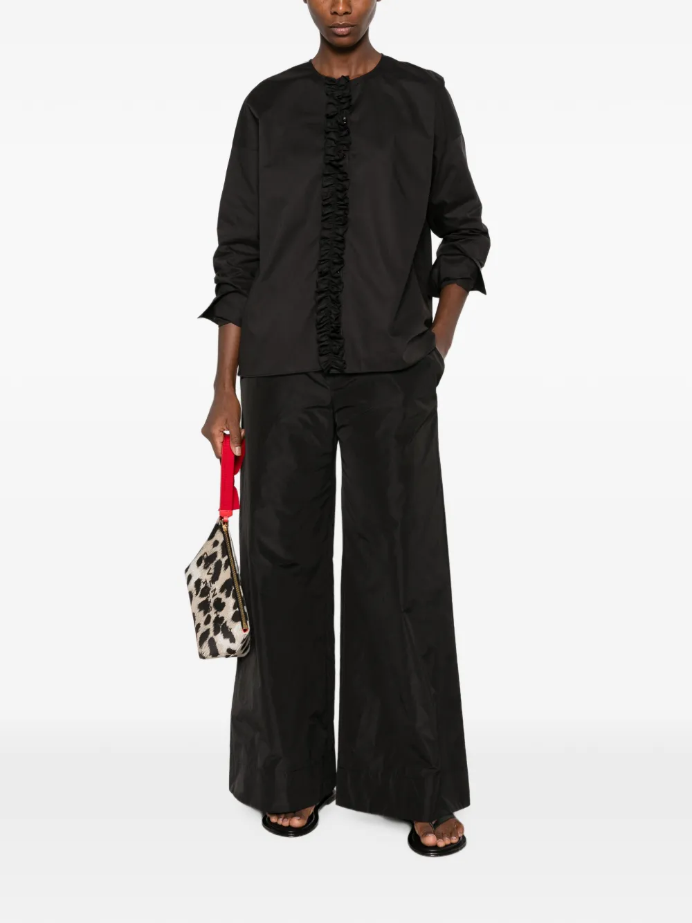 SUSANNE BOMMER Shirt met ruches Zwart