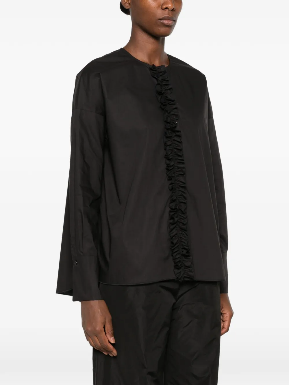 SUSANNE BOMMER Shirt met ruches Zwart