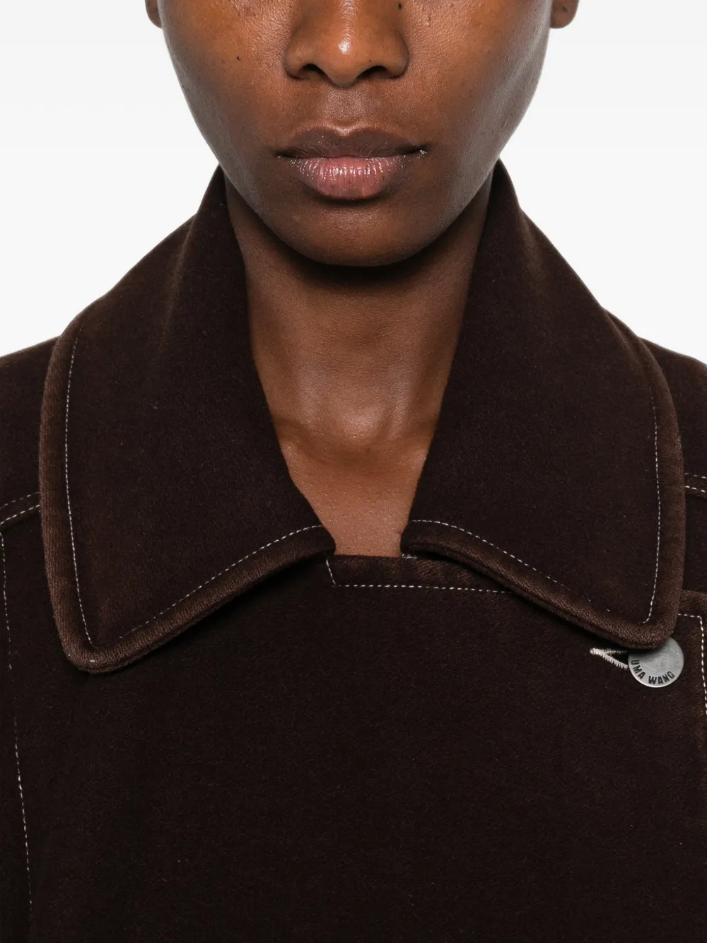 Uma Wang Kew oversized jack met contrasterende stiksels Bruin