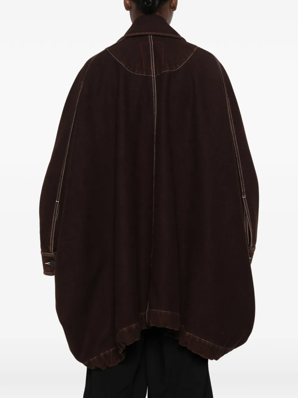Uma Wang Kew oversized jack met contrasterende stiksels Bruin