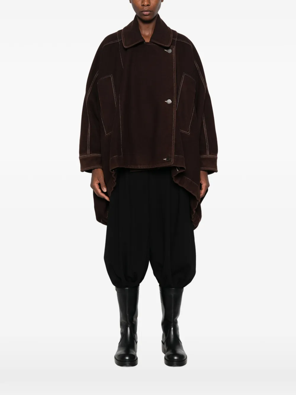 Uma Wang Kew oversized jack met contrasterende stiksels Bruin