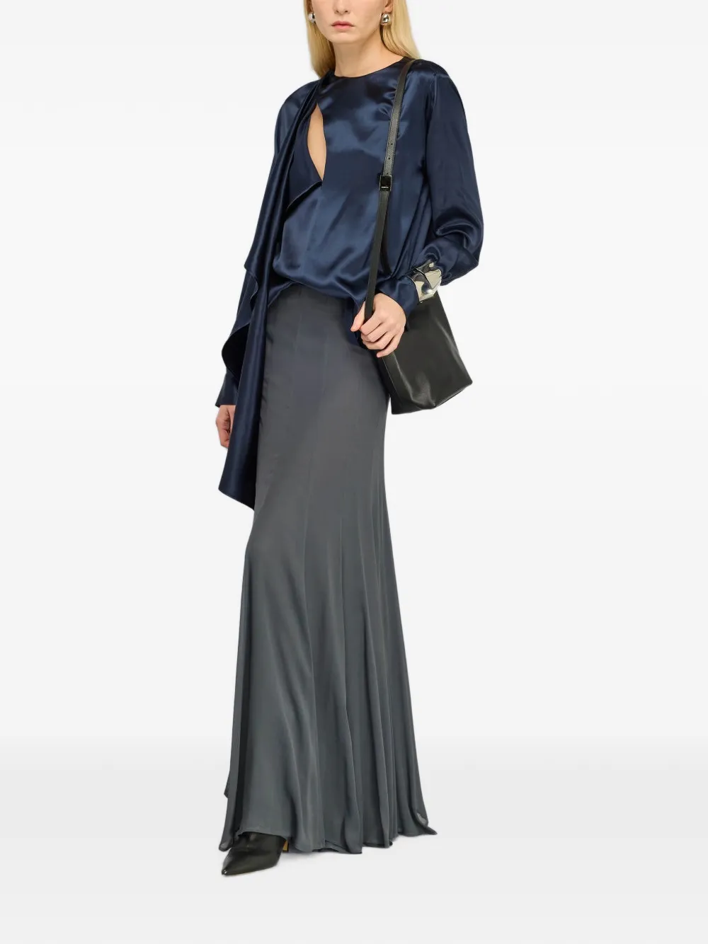 Semicouture Rachelle uitlopende maxi-rok met vlakken Grijs