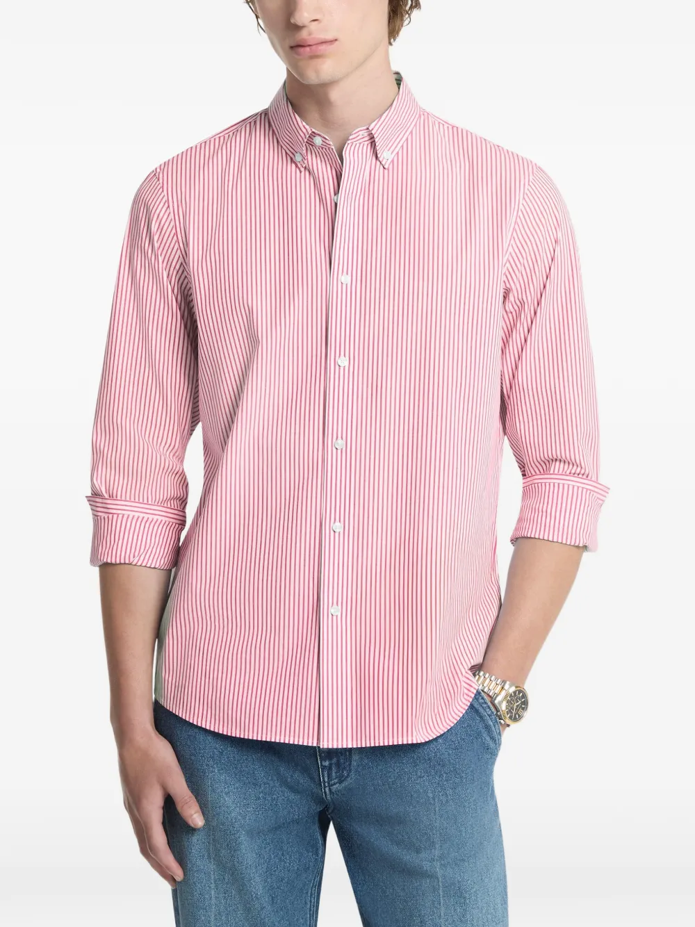 Michael Kors striped stretch cotton shirt - Rosso