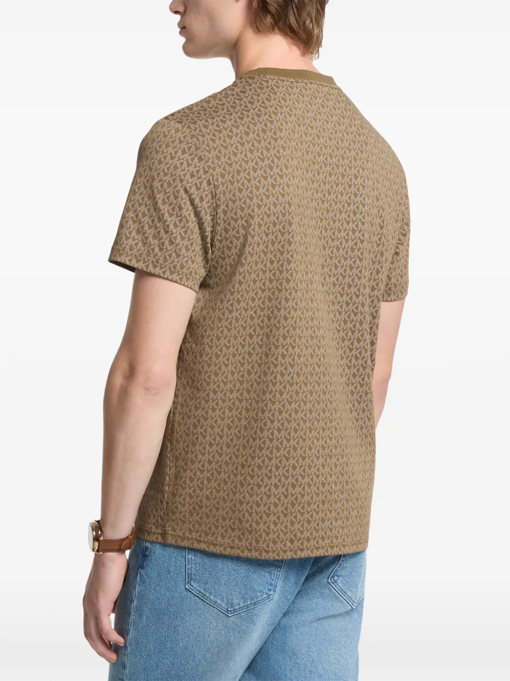 Michael Kors Signature jersey T-shirt met logo-print Beige