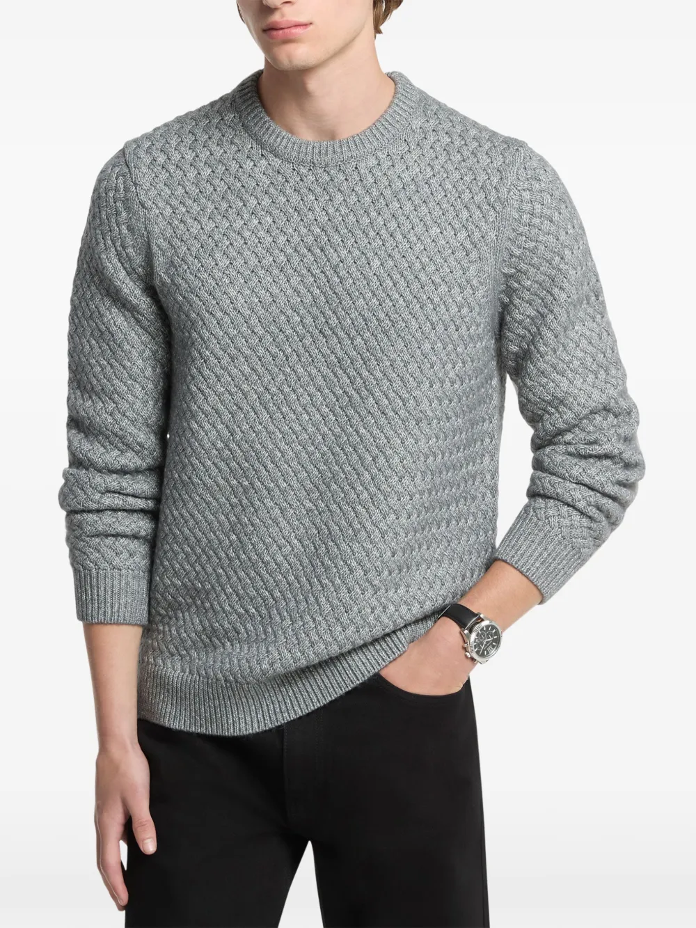 Michael Kors crosshatch cotton blend sweater Grijs