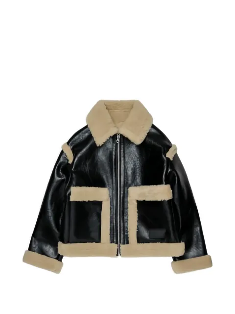 MM6 Maison Margiela Kids shearling-trim faux-leather jacket