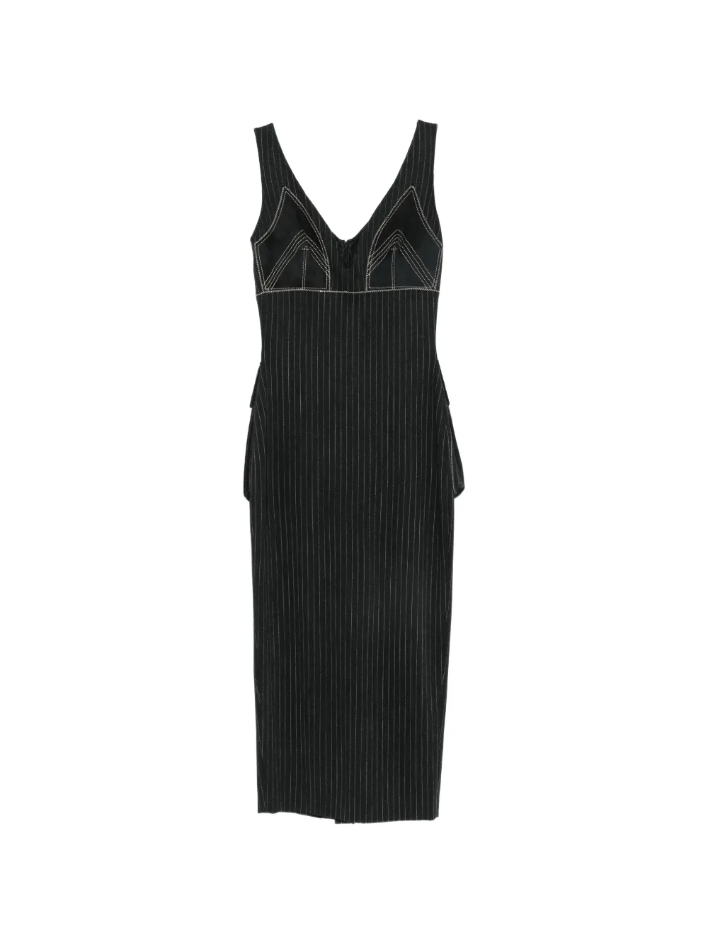 Jean Paul Gaultier Pre-Owned 1990s pinstripe-print contrast-stitch dress - Black