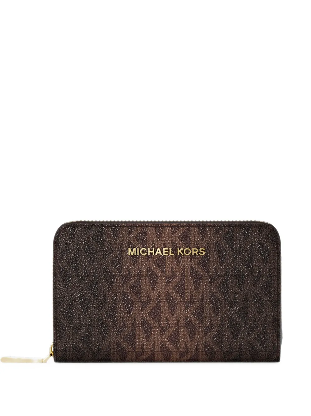Michael Kors Small Logo And Leather Wallet In Brown
