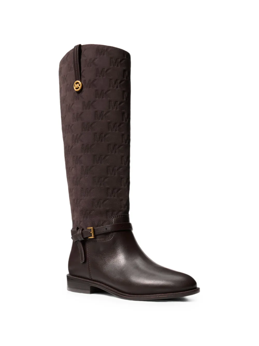 Michael Kors Beverly quited suede and leather riding boots Bruin