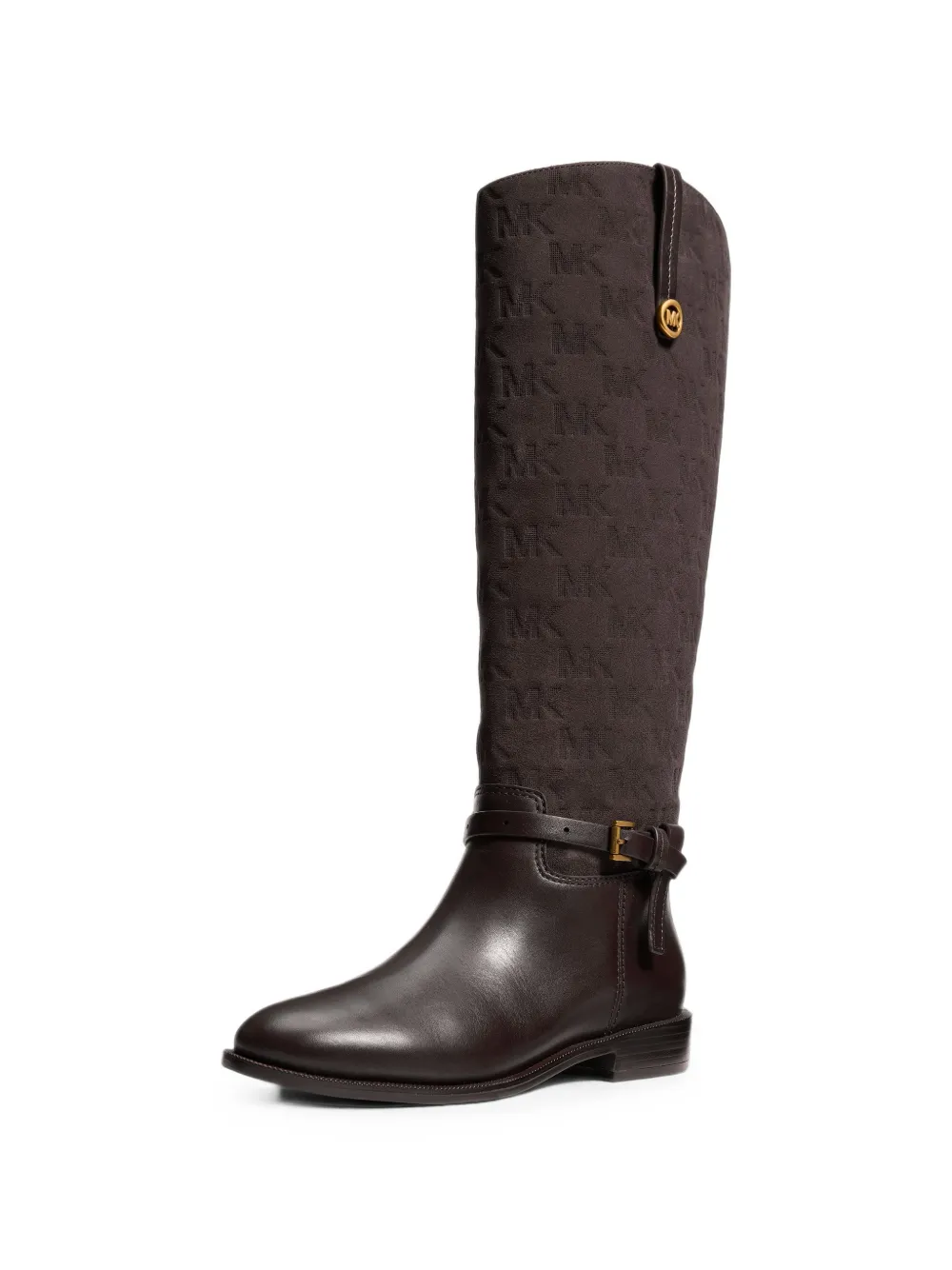 Michael Kors Beverly quited suede and leather riding boots Bruin