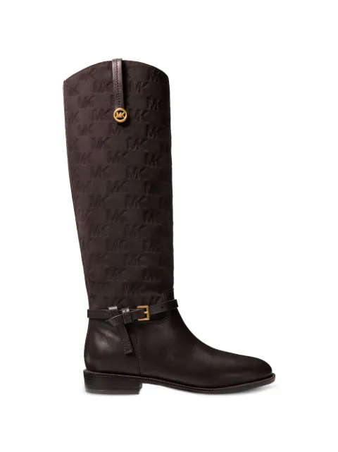 Michael Kors Beverly quited suede and leather riding boots