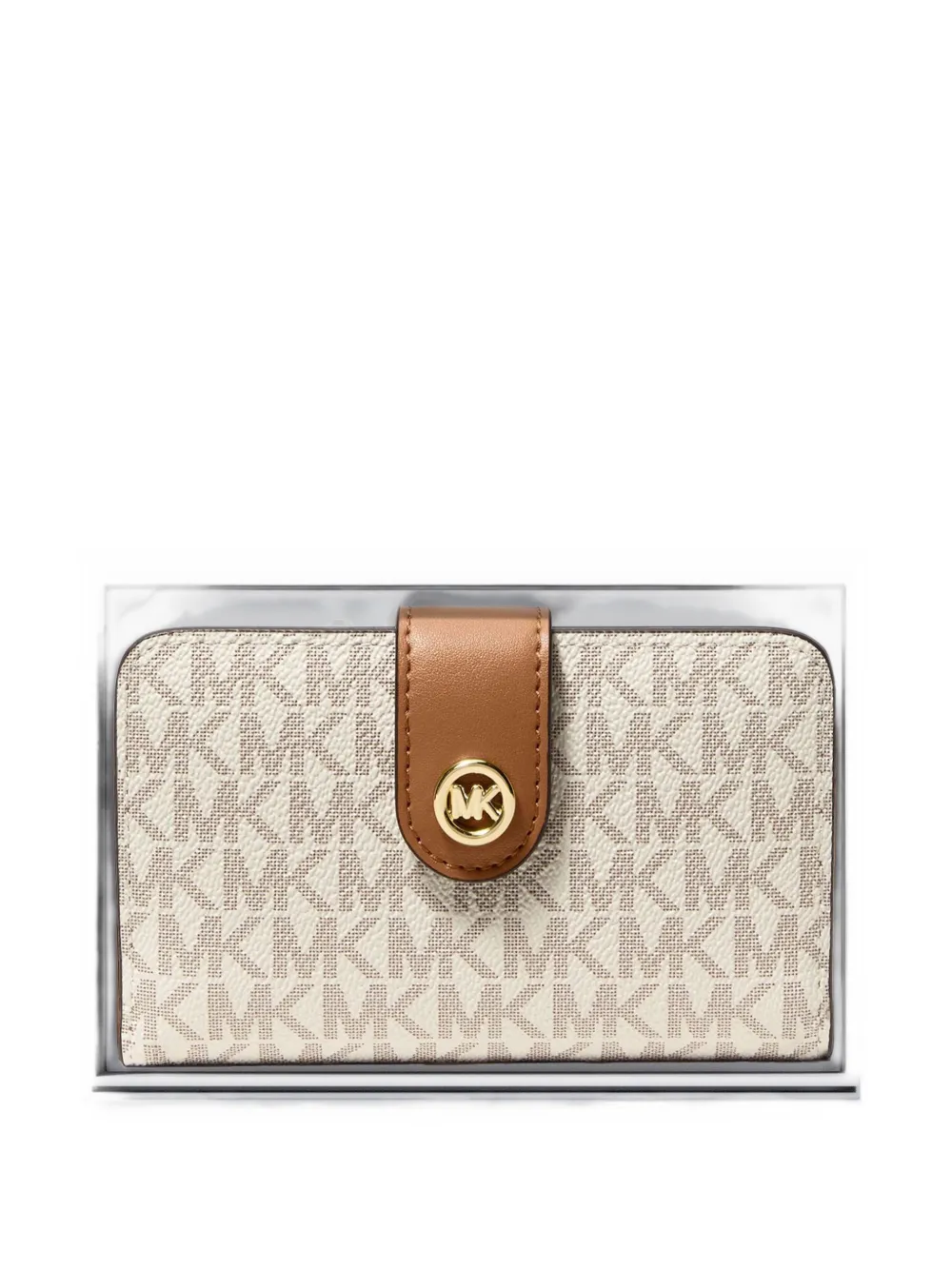 Michael Kors MK Pop charm medium signature logo wallet Beige