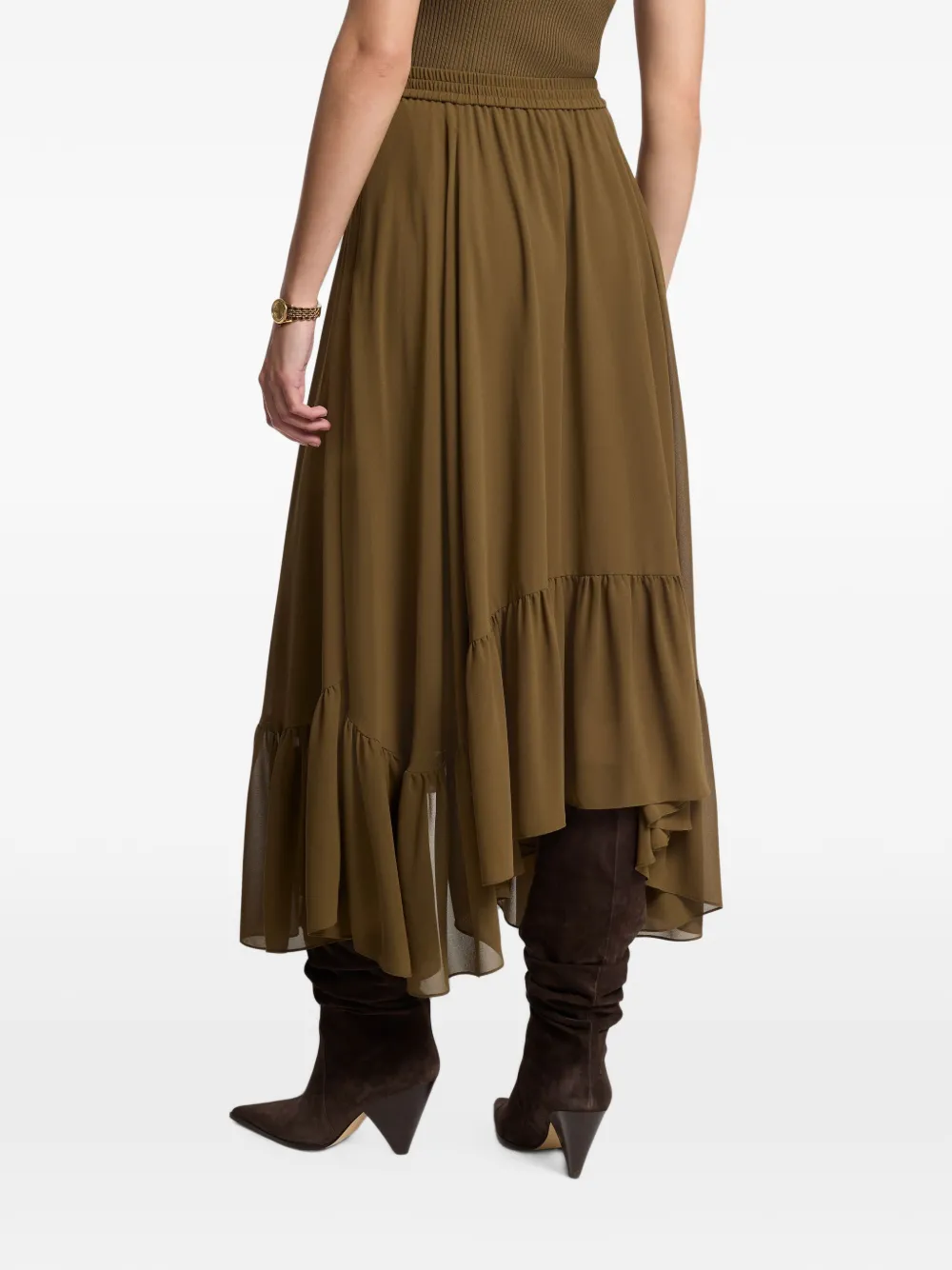 Michael Kors Georgette high-low rok Groen